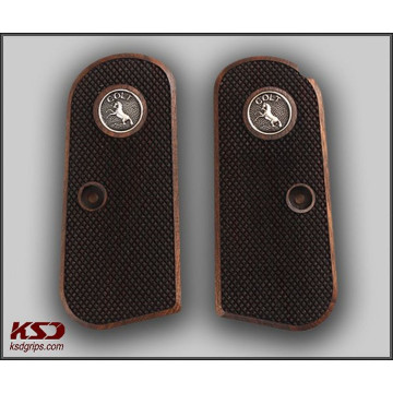 Colt 1903 Pocket Hammerless Wooden (Turkish Walnut) Silver & Mine Logo Handgun Grip