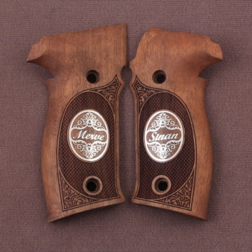 Sig Sauer P226 / P226 SL / P226 Sport / P226 Sport II / P226 Sport II SL / P226 Sport II SL PPC Wooden (Turkish Walnut) Silver Logo (Big) Handgun Grip