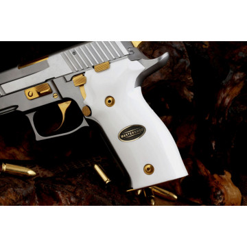 Sig Sauer P226 / P226 SL / P226 Sport / P226 Sport II / P226 Sport II SL / P226 Sport II SL PPC (Acrylic White) Brass & Mine Logo Handgun Grip