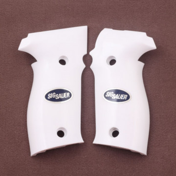 Sig Sauer P226 / P226 SL / P226 Sport / P226 Sport II / P226 Sport II SL / P226 Sport II SL PPC (Acrylic White) Silver & Mine Logo Handgun Grip