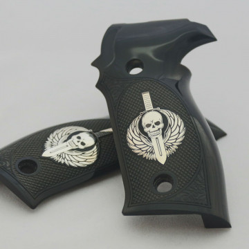 Sig Sauer P226 / P226 SL / P226 Sport / P226 Sport II / P226 Sport II SL / P226 Sport II SL PPC (Acrylic Black) Silver Logo Handgun Grip