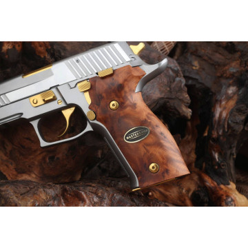 Sig Sauer P226 / P226 SL / P226 Sport / P226 Sport II / P226 Sport II SL / P226 Sport II SL PPC Wooden (Exotic Thuya) Brass & Mine Logo Handgun Grip
