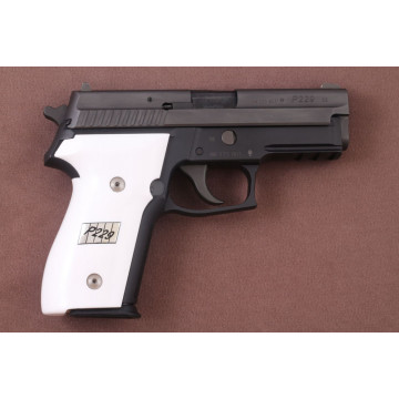 Sig Sauer P228 / P229 (Acrylic White) Silver & Mine Logo Handgun Grip