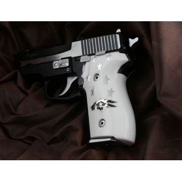 Sig Sauer P228 / P229 (Acrylic White) Silver & Mine Logo Handgun Grip