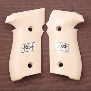 Sig Sauer P228 / P229 (Acrylic Ivory) Silver & Mine Logo Handgun Grip