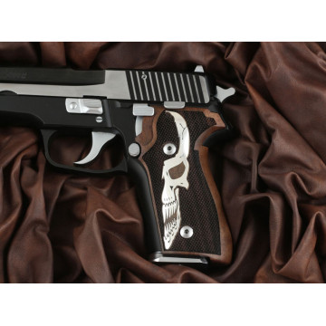 Sig Sauer P228 / P229 Wooden (Turkish Walnut) Silver Logo (Big) Handgun Grip