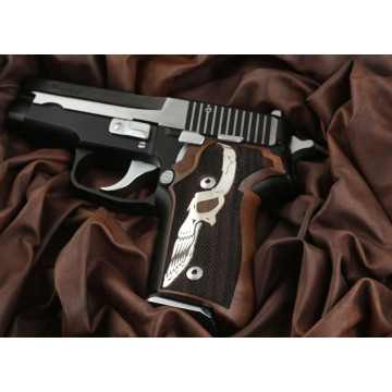 Sig Sauer P228 / P229 Wooden (Turkish Walnut) Silver Logo (Big) Handgun Grip