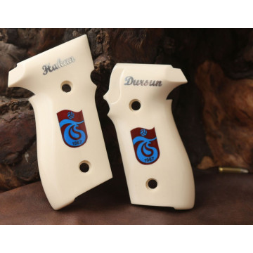 Sig Sauer P228 / P229 (Acrylic Ivory) Silver & Mine Logo Handgun Grip