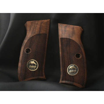 Canik L120 Wooden (Turkish Walnut) Brass & Mine Logo Handgun Grip