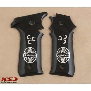 LLama 1911 Style (Acrylic Black) Silver Logo (Big) Handgun Grip