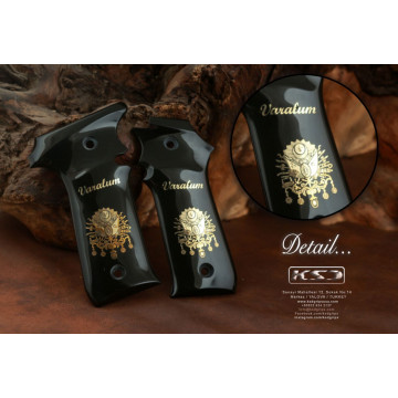 LLama 1911 Style (Acrylic Black) Brass Logo (Big) Handgun Grip
