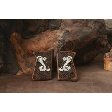 Astra Cub Wooden (Turkish Walnut) Silver & Mine Logo Handgun Grip