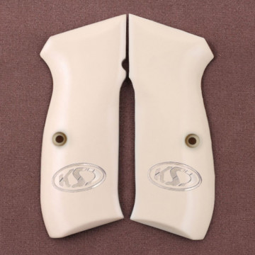 Cz 75B, 75BD, 85 KADET SHADOW1 (Acrylic Ivory) Silver Logo Handgun Grip