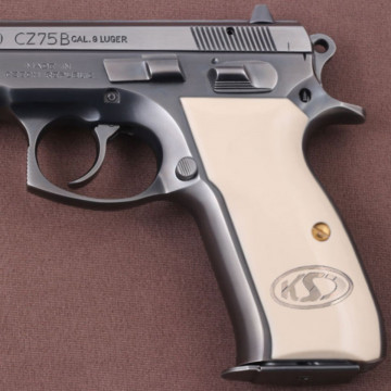 Cz 75B, 75BD, 85 KADET SHADOW1 (Acrylic Ivory) Silver Logo Handgun Grip