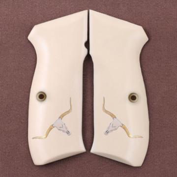 Cz 75B, 75BD, 85 KADET SHADOW1 (Acrylic Ivory) Silver Logo Handgun Grip