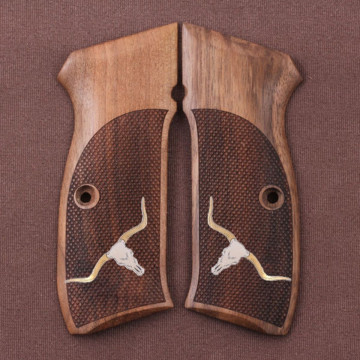 Cz 75B, 75BD, 85 KADET SHADOW1 Wooden (Turkish Walnut) Silver Logo Handgun Grip