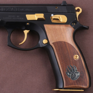 Cz 75B, 75BD, 85 KADET SHADOW1 Wooden (Turkish Walnut) Silver & Mine Logo Handgun Grip