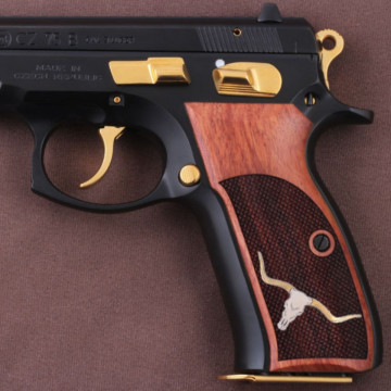 Cz 75B, 75BD, 85 KADET SHADOW1 Wooden (Rosewood) Silver Logo Handgun Grip