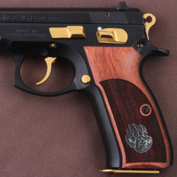Cz 75B, 75BD, 85 KADET SHADOW1 Wooden (Rosewood) Silver & Mine Logo Handgun Grip