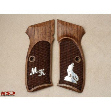 Cz 75B, 75BD, 85 KADET SHADOW1 Wooden (Turkish Walnut) Silver Logo Handgun Grip