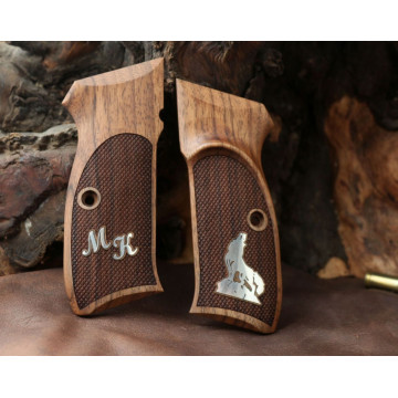 Cz 75B, 75BD, 85 KADET SHADOW1 Wooden (Turkish Walnut) Silver Logo Handgun Grip