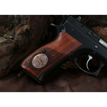 Cz 75B, 75BD, 85 KADET SHADOW1 Wooden (Rosewood) Silver Logo (Big) Handgun Grip