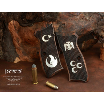 Cz 75B, 75BD, 85 KADET SHADOW1 Wooden (Root Walnut) Silver Logo (Big) Handgun Grip