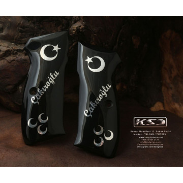 Cz 75B, 75BD, 85 KADET SHADOW1 (Acrylic Black) Silver Logo (Big) Handgun Grip