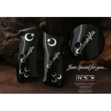 Cz 75B, 75BD, 85 KADET SHADOW1 (Acrylic Black) Silver Logo (Big) Handgun Grip