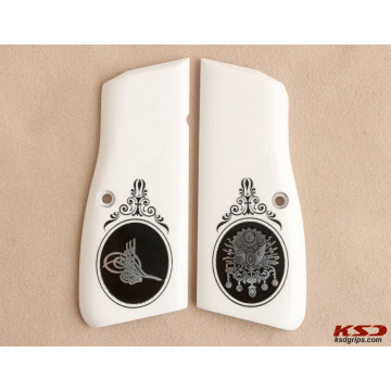Browning MK3 (Acrylic White) Silver & Mine Logo Handgun Grip