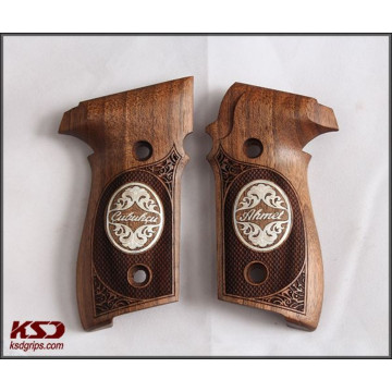 Sig Sauer P228 / P229 Wooden (Turkish Walnut) Silver Logo (Big) Handgun Grip