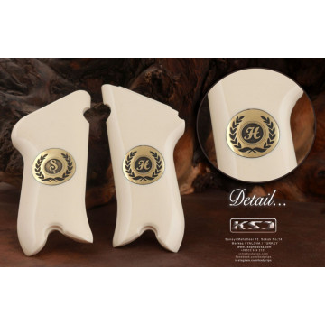 Luger P08 (Acrylic Ivory) Brass & Mine Logo Handgun Grip