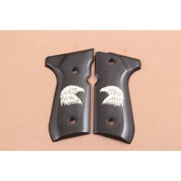 Beretta 92FS, 92, 92F, 92A1, 92FS INOX, 92G, 92D, 96, 96D, 96A1, M9, M9A1 (Acrylic Black) Silver Logo Handgun Grip
