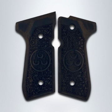 Beretta 92FS, 92, 92F, 92A1, 92FS INOX, 92G, 92D, 96, 96D, 96A1, M9, M9A1 Wooden (Turkish Walnut) Lazer Logo Handgun Grip
