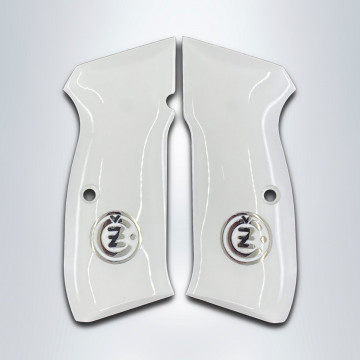 Cz 75B, 75BD, 85 KADET SHADOW1 (Acrylic White) Silver Logo Handgun Grip