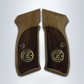 Cz 75B, 75BD, 85 KADET SHADOW1 Wooden (Turkish Walnut) Brass Logo Handgun Grip