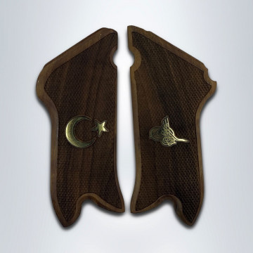 Luger P08 Wooden (Turkish Walnut) Brass Logo Handgun Grip