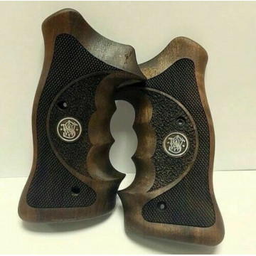 Smith Wesson K/L - Frame Square Butt Wooden (Turkish Walnut) Silver Logo Handgun Grip