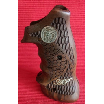 Smith Wesson K/L - Frame Square Butt Wooden (Turkish Walnut) Silver Logo (Big) Handgun Grip
