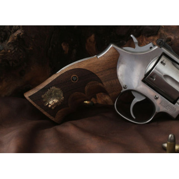 Smith Wesson K/L - Frame Square Butt Wooden (Turkish Walnut) Brass Logo Handgun Grip