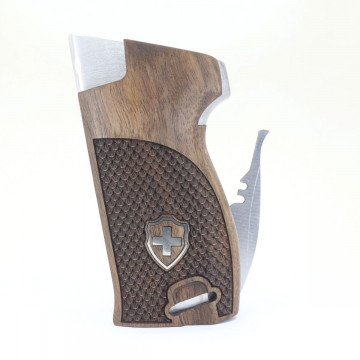 Sig P210-1 / P210-4 / P210-5 / P210-6 / DK M49 - With Lanyard Ring (Kordon Halkalı) Wooden (Turkish Walnut) Silver Logo Handgun Grip