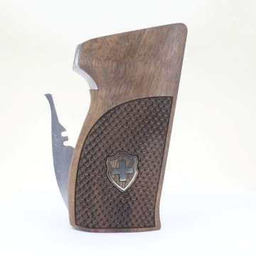 Sig P210-1 / P210-4 / P210-5 / P210-6 / DK M49 - With Lanyard Ring (Kordon Halkalı) Wooden (Turkish Walnut) Silver Logo Handgun Grip
