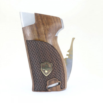 Sig P210-1 / P210-4 / P210-5 / P210-6 / DK M49 - With Lanyard Ring (Kordon Halkalı) Wooden (Turkish Walnut) Brass Logo Handgun Grip