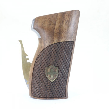 Sig P210-1 / P210-4 / P210-5 / P210-6 / DK M49 - With Lanyard Ring (Kordon Halkalı) Wooden (Turkish Walnut) Brass Logo Handgun Grip