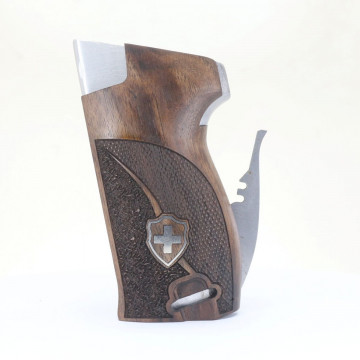 Sig P210-1 / P210-4 / P210-5 / P210-6 / DK M49 - With Lanyard Ring (Kordon Halkalı) Wooden (Turkish Walnut) Silver Logo Handgun Grip