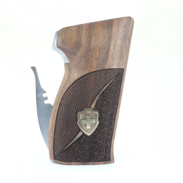 Sig P210-1 / P210-4 / P210-5 / P210-6 / DK M49 - With Lanyard Ring (Kordon Halkalı) Wooden (Turkish Walnut) Brass Logo Handgun Grip