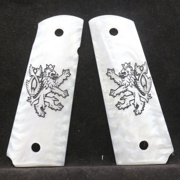 All 1911's 1911 - Ambicut (Acrylic Mother Pearl) Laser & Painted Logo Handgun Grip