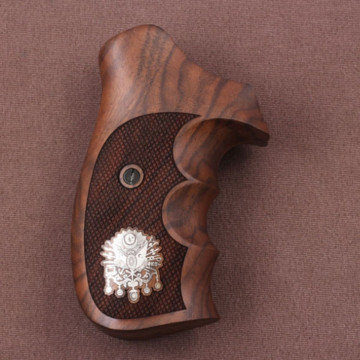 Smith Wesson N Frame Round Butt Wooden (Turkish Walnut) Silver Logo Handgun Grip