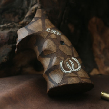 Smith Wesson N Frame Round Butt Wooden (Turkish Walnut) Silver Logo Handgun Grip