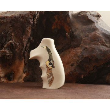 Smith Wesson N Frame Round Butt (Acrylic Ivory) Brass Logo (Big) Handgun Grip